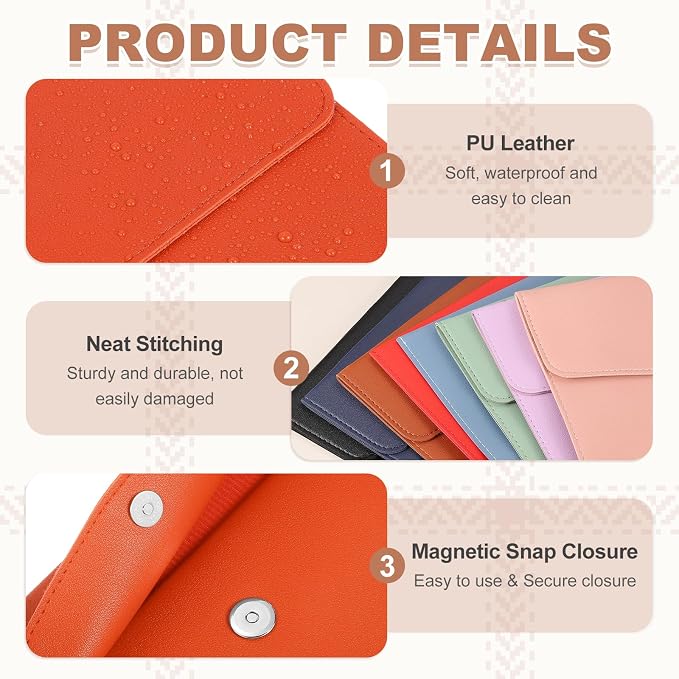 PATIKIL 2Pcs PU Leather A4 File Folder, Document Holder Envelope Waterproof Napa Texture Filing Organizer Portfolio Folder Case with Magnetic Snap Closure for Home Office, Orange