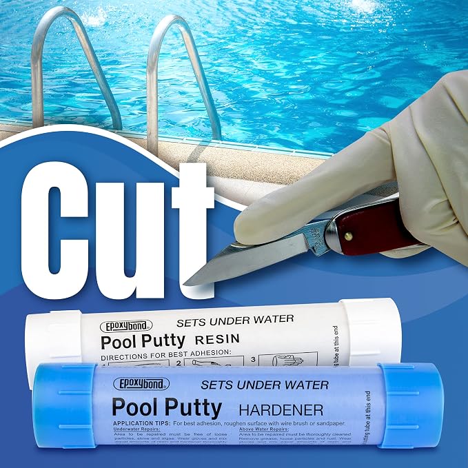2-Part Set | Swimming Pool & Spa Repair | Easy DIY | Fix Cracks Leaks Underwater or Above | Concrete, Fiberglass & Variety of Other Surfaces | by Atlas Minerals