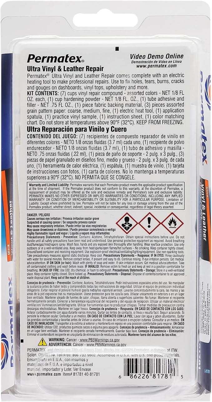 Permatex 81781 Ultra Series Vinyl and Leather Repair Kit