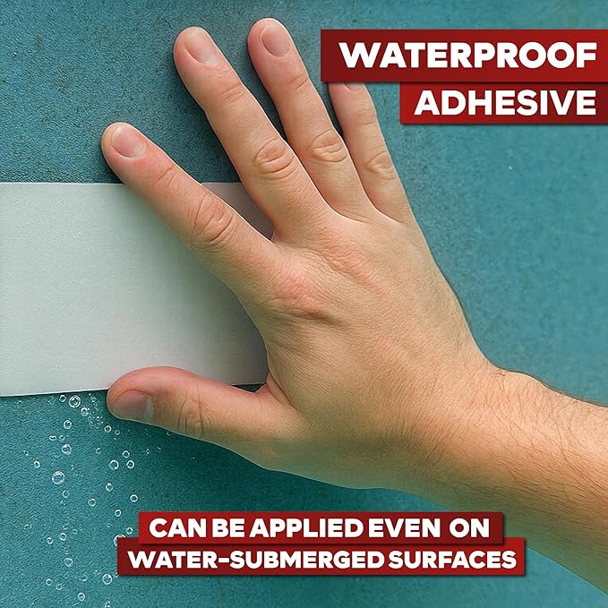 XFasten Waterproof Patch Seal Repair and Leak Shield Tape, White, 6-Inch x 5-Foot, Weatherproof Water Barrier Tape for Chimney, Roof, Boat, and HVAC Hose Repair