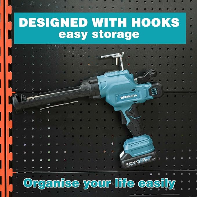 20V Caulking Gun Anti-drip Caulk Gun with 10oz/300ml Led Light Caulking Gun Tool 6 Adjustable Speeds Caulking Tool for Filling with Battery & Charger