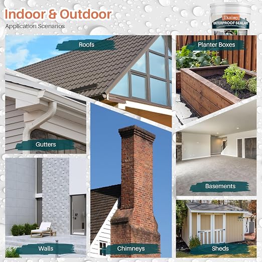 Tkaimy Polyurethane Waterproof Coating, Grey, 5 Gallon, Repair Leaks, Cracks, Roofs, Warehouses, Garages, Basements, Indoor & Outdoor Sealant Waterproof