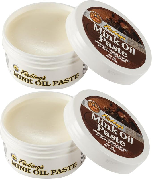 Fiebing's Mink Oil for Leather Boots (2 Pack, 6 oz Each) - Leather Cleaner & Conditioner - Waterproof, Preserve, Soften All Smooth Leathercraft & Vinyl - Prevents Salt Stains On Couch, Shoe, Purse