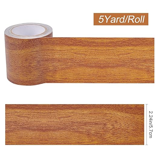 GORGECRAFT 2.2 Inch x 15Ft Wood Grain Repair Tape Textured Adhesive Repair Tape Self Adhesive Patch Realistic High-Adhesive Simulation for Desk Chair Door Floor Furniture(Peru)