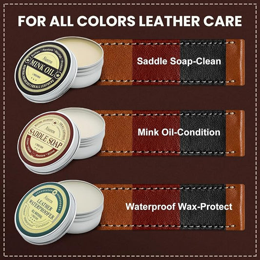 Nuroon Leather Boots Care Kit- Leather Cleaner Boots Shoes Cleaning Kit, Saddle Soap,Mink Oil and Wax Waterproofer
