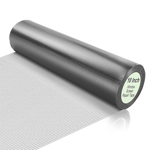 CroBlissful Extra Wide 10 Inch x 20 ft Window Screen Tape Mesh Repair Strong Adhesive Waterproof Fiberglass Screen Repair Kit Patch for Window Door Tears Holes(Gray)