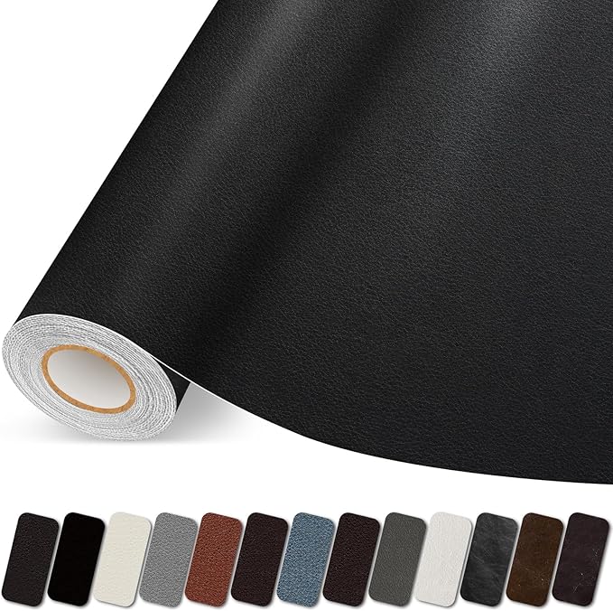 Leather Repair Patch, 17X237 Inch Self Adhesive Leather Repair Tape, Large Vinyl Patch Kit for Couches, Sofa, Furniture, Car Seats, Office Chairs, Cabinets, Handbags（Black, 17X237 Inch）