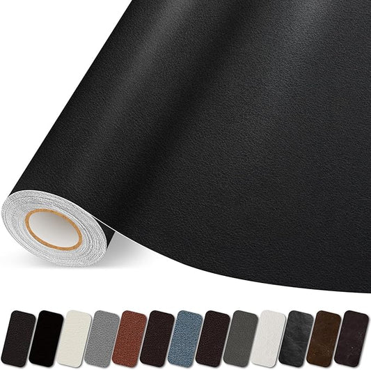 Leather Repair Patch, 17X237 Inch Self Adhesive Leather Repair Tape, Large Vinyl Patch Kit for Couches, Sofa, Furniture, Car Seats, Office Chairs, Cabinets, Handbags（Black, 17X237 Inch）