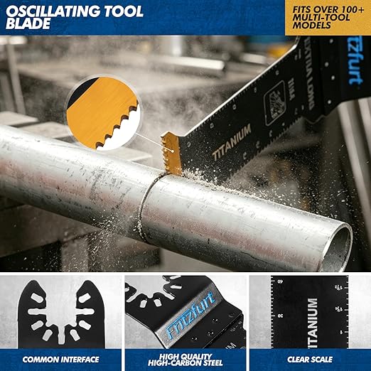 3PCS Oscillating Saw Blades, Professional Universal Titanium Multitool Blades for Wood Plastics Metal, Quick Release Multi Tool Kits