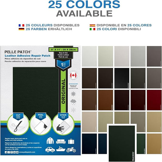 Leather Patches for Furniture - 25 Colors Available - Original 8x11 - Dark Green