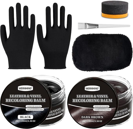Black Brown Leather Recoloring Balm Color Restorer Scratch Multipurpose Dye Paint Leather Repair Kits for Vinyl Sofas Furniture Faded Leather Couches Car Seats