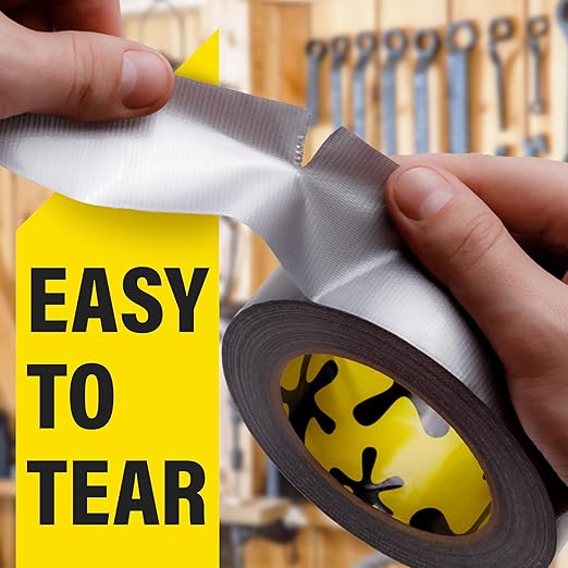 24 Pack Duct Tape Heavy Duty Waterproof - 2 In x 90 Ft - All-Weather, Silver, Easy to Tear, Strong Hold, No Residue, Gray Bulk Waterproof Tape for Repairs, DIY, Sealing, B2B, Home, Office, Outdoor Use