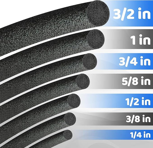 Backer Rod Foam Gap Filler Crack Filler for Concrete Repair Caulk Saver Backing Rod Concrete Expansion Joint Rope Caulk for Sealing Gaps, Expansion Joints, Crack Filling (Black, 3/8 Inch x 100 Feet)