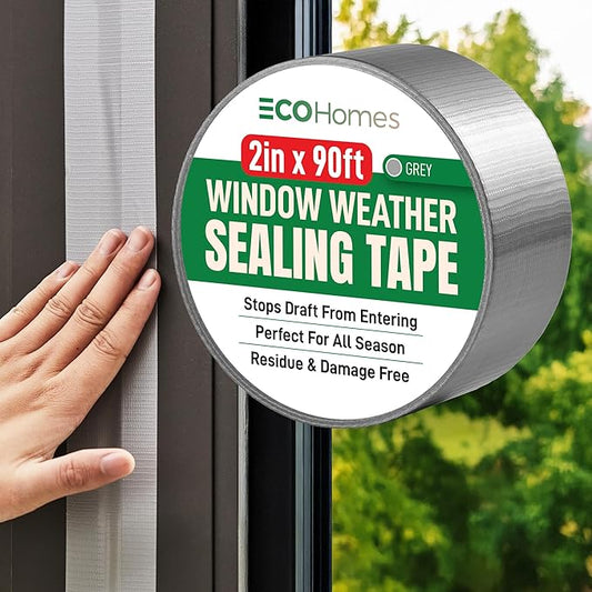ECOHomes Window Weather Sealing Tape | Winter Weather Stripping Tape to Block Cold Drafts Through Window Gaps and AC Units, Insulation Seal and Draft Blocker for Home (2 Inch by 90 FT, Grey)