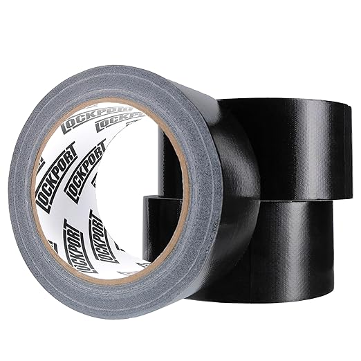 Lockport Duct Tape Heavy Duty Waterproof,20 Yards x 2 Inch,Strong Adhesive Roll for Indoor & Outdoor Repair,No Residue,Tear by Hand - Duct Tape Bulk Value (Black, 3-Pack)