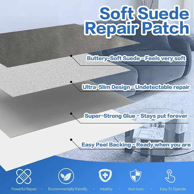 Suede Repair Patch, 8x79 inch Large Faux Suede Leather Fabric，Self-Adhesive Fabric Patches for Furniture, Couch, Sofa, Car Interior, Shoes, Hand Bag, Jewelry Boxes ﻿ (Brown)