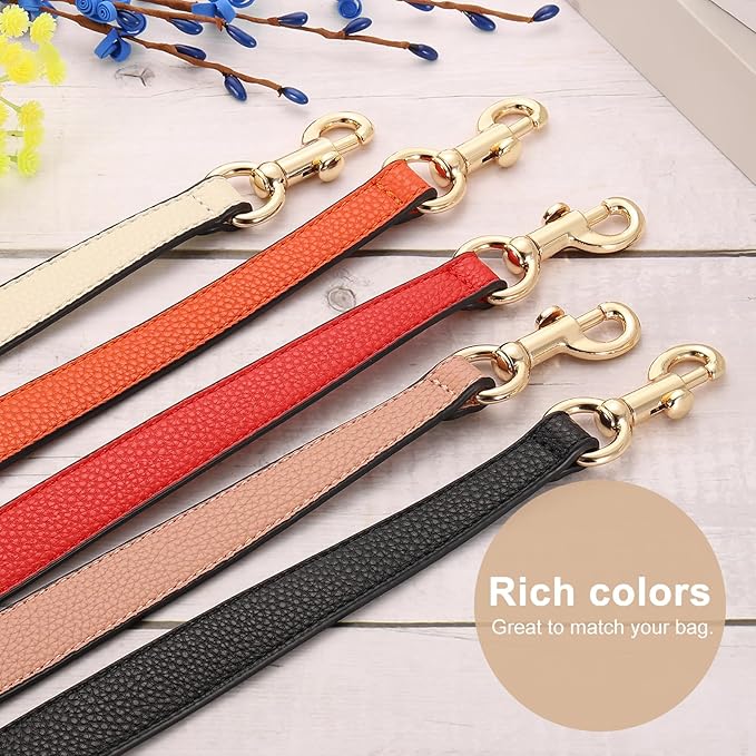 uxcell 14.17 Inch PU Leather Short Bag Strap with Clasp, Purse Handles Handbags Replacement Straps for Clutch Bag Underarm Bags, Beige, Grey Buckle