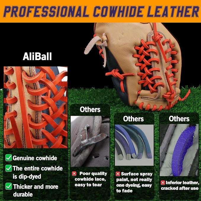 Baseball Glove Lace, 2 Pcs Authentic Cowhide Lace 79 Inch, Perfect Quick Repair Baseball Glove Repair Lacing Kit