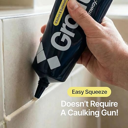 Hemway Cream Grout Reviver Kit | Ready Mixed Grout Repair 400g / 210ml with 4 Piece Profiling Tool Kit | Wall & Floor Tile Adhesive, Kitchen Bathroom Shower, Fast Drying