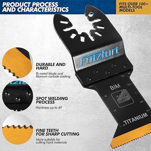 3PCS Oscillating Saw Blades, Professional Universal Titanium Multitool Blades for Wood Plastics Metal, Quick Release Multi Tool Kits