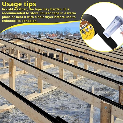 Joist Tape for Decking 2'' X 50', 10 Rolls Weather Resistance Butyl Tape, Waterproof and Anti-Corrosion, Self-Adhesive for Wood Joists Decks Beams Roof Rv