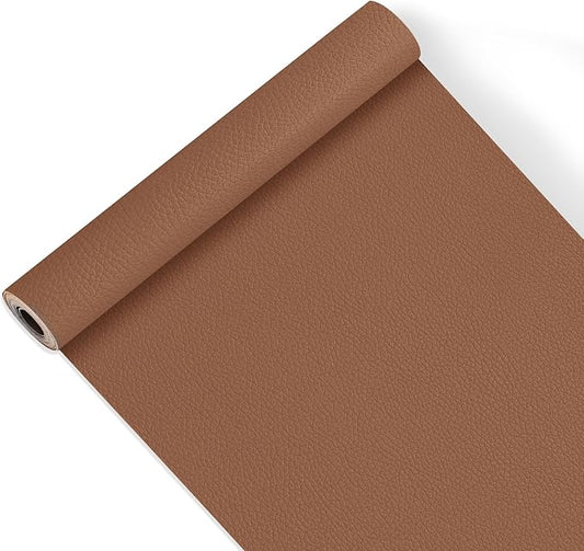 Leather Repair Patch Tape,16x63 inch Self Adhesive Leather Patches for Furniture,Vinyl Repair Kit for Couches,Car Seats,Sofas,Office Chairs,Light Brown