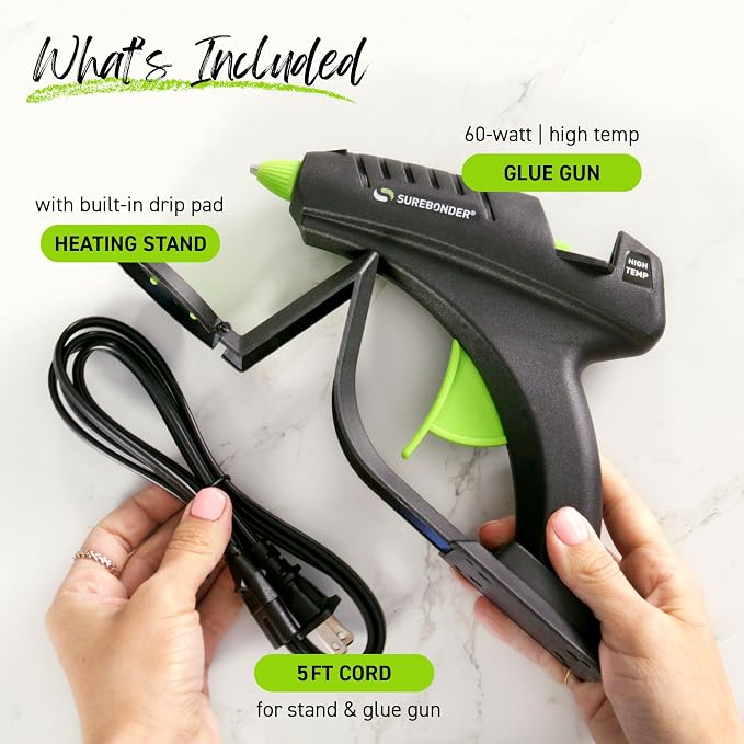 Surebonder Cordless Hot Glue Gun, High Temperature, Full Size, 60W, 50% More Power - Sturdily Bonds Metal, Wood, Ceramics, Leather & Other Strong Materials (Specialty Series CL-800F)