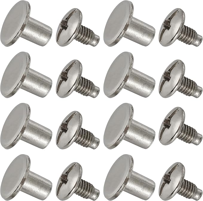 YORANYO 150 Sets 8MM Chicago Screws Leather Rivets for Fabric Chicago Binding Screws Buttons Metal Studs Rivets for Decorate and Repair Belts Bags Shoes Purse Dog Collar Leather Craft (Silver)