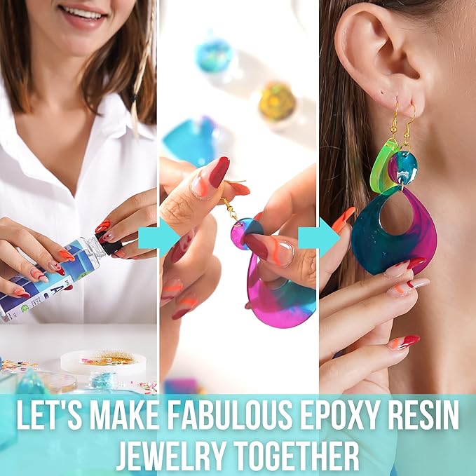 MODDA Epoxy Resin Kit with Video Course, Includes Color Pigment, Silicone molds, Necklace Cord, Earring Hooks for Jewelry Making, Epoxy Resin Starter Kit for Beginners, Adults,Complete Craft Set