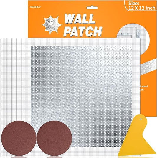 Wall Patch Drywall Repair Kit, 12 x 12 Inch, Self-Adhesive Mesh Patch, Permanently Repairs Damaged Large Walls Hole and Ceilings