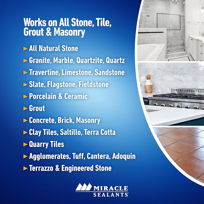 Miracle Sealants 511 Porous Plus Premium Penetrating Sealer for Countertops, Stone & Tile Gallon, 4 Pack