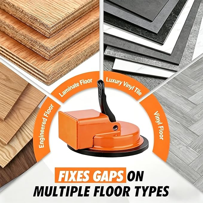 Floor Gap Fixer Tool,2026 New Heavy Duty Floor Gap Fixer Tool with Enhanced Suction Cup for Laminate, Vinyl, Hardwood & Engineered Wood Flooring - Comes with 1 Pair Gloves, Orange