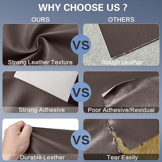 Self Adhesive Leather Repair Patch Kit, 31.4 in x 16 in Large Vinyl Leather Repair Tape for Furniture, Car Seat, Couch, Sofa, Chair Smooth DarkCoffee