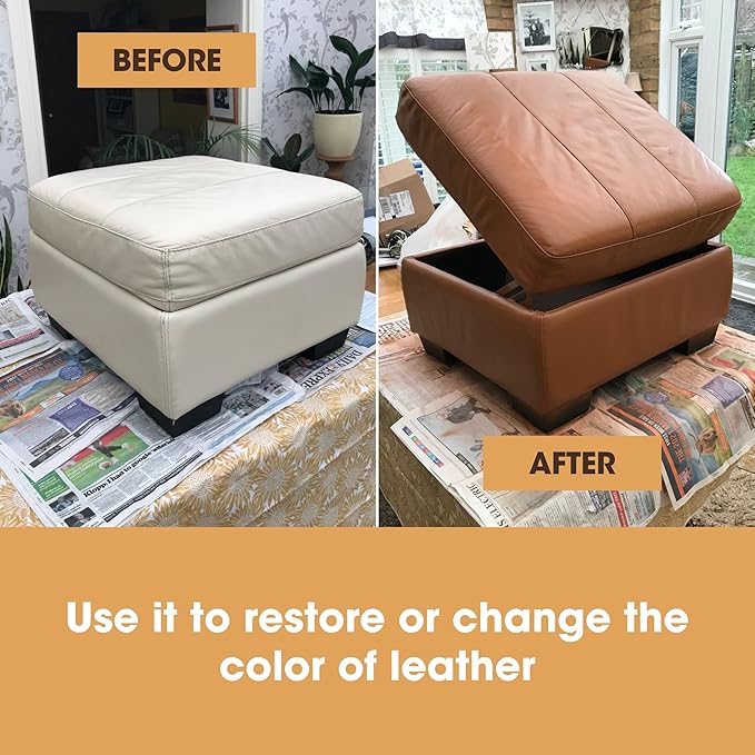 Furniture Clinic Leather Repair Paint | 2-in-1 Seal and Color | Use on Scratches, Tears, and Holes in Car Seats, Furniture | Quick and Easy Leather Repair Kit for Furniture (Black, 500ml / 17oz)