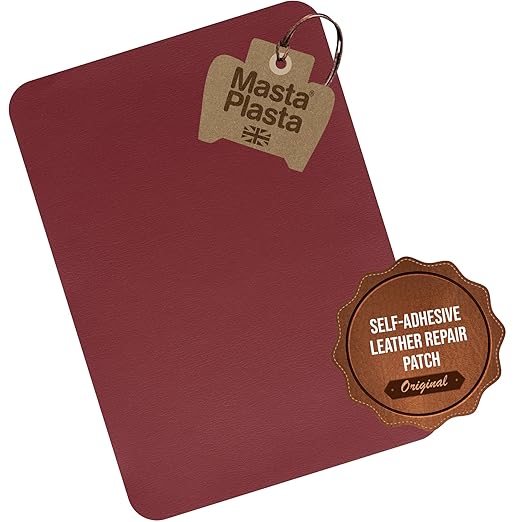 MastaPlasta Original Self-Adhesive Leather Patches for Furniture Repair - Red 11" x 8" (28 x 20 cm). Upholstery-Quality Patch for Leather Chair, Leather Patch for Car Seat Repair