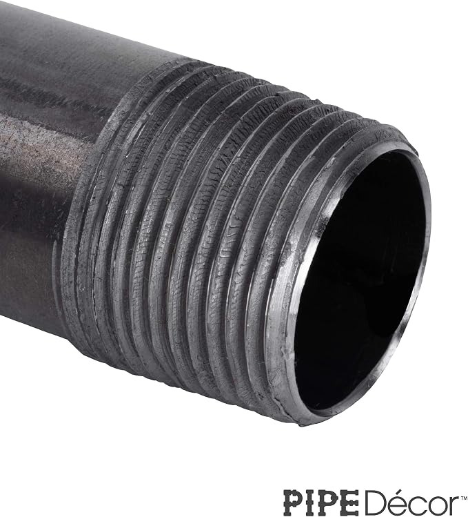 PIPE DÉCOR 1/2" x 2-1/2" Malleable Cast Iron Pipe Nipple, Pre Cut Connectors, Industrial Steel Grey Fits Standard Half Inch Black Threaded Pipes Nipples and Fittings, Vintage DIY Furniture, 10 Pack