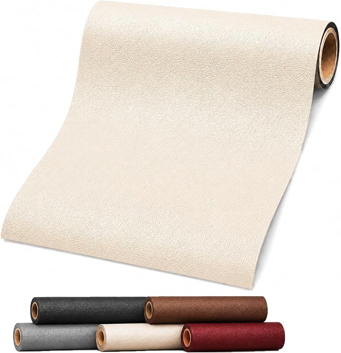 Self Adhesive Leather Repair Patch 24x54 Inch, Large Vinyl Repair Kit，Beige | Leather Tape for Furniture, Couch, Sofa, Car Seats. Waterproof, Strong Adhesion, Easy Cut Pleather Patch Waterproof Scratch