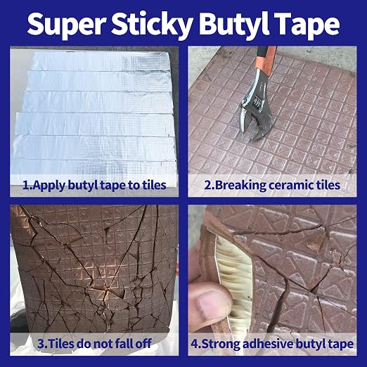 ADHES Butyl Tape Waterproof Tape Aluminum Foil Tape Sealant Tape 4in x 16ft for RV Repair, Window, Boat and Pipe Sealing, Glass & EDPM Rubber Roof Patching, 12ROLLS(Model:RAY100-2,Glue Color:Grey)