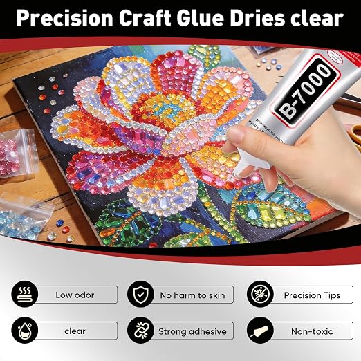 2 PCS 110ml B7000 Glue Clear with Precision Tip, Bedazzling Glue, Rhinestone Glues, Craft Glues, Jewelry Making, Nail Art, DIY, Makeup, Shoes