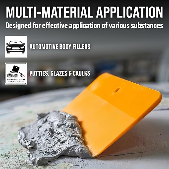 Custom Shop 4 Inch Plastic Body Filler Spreader Tools for Automotive Body Fillers (10 Pack), Putties, Glazes, Epoxy Resin, Caulk, Glues - Plastic Spreader Tool
