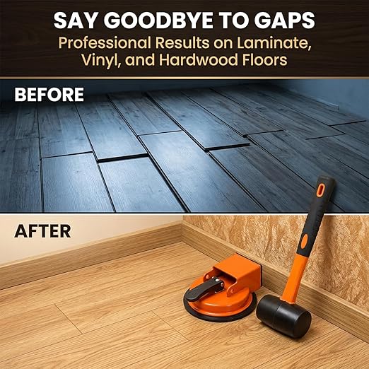 Sakerplus Floor Gap Fixer Tool, Heavy Duty Flooring Gap Repair Tool with Enhanced Vacuum Suction Cup for Laminate, Vinyl, Hardwood & Tile Floors (Orange*1)