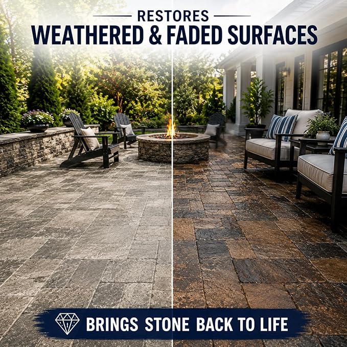 Color Enhancer Sealer for All-Natural Stone and Pavers. Marble, Travertine, Limestone, Granite, Slate, Concrete, Grout, Brick, Block. (Trial)