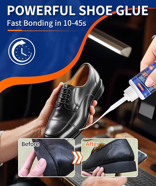 Clear Super Glue 35g, Shoe Glue for Shoe Repair with Anti-Clog Cap, Quick Dry Waterproof Professional Grade Adhesive for Rubber Soles Heels Leather Sneakers Boots Sandals and More (1 Pack)