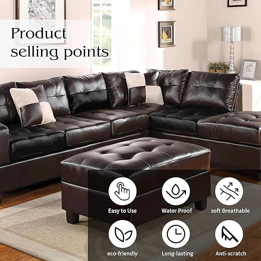BSZHTECH Leather Repair Tape Self-Adhesive Leather Repair Patch for Couch Furniture Sofas Car Seats Advanced PU Vinyl Leather Repair Kit (Black, 3.9X79 inch)