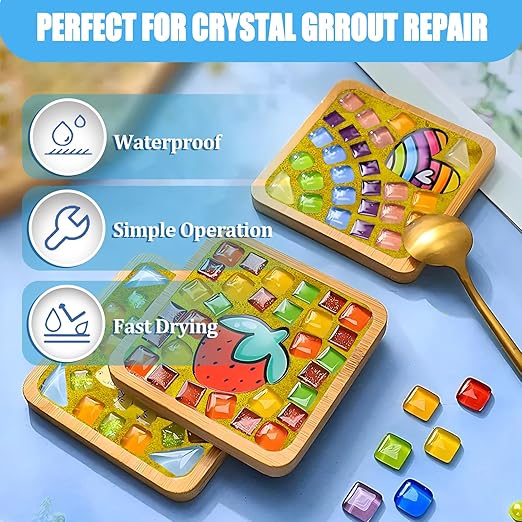Mosaic Crystal Grout, Mosaics Tile Tools, Mosaic Tile Accessories – Essential for Handmade Grouting and Perfect for DIY Craft Projects (Yellow, 4.5oz)