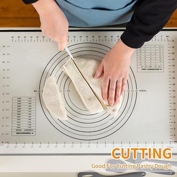 ALLTOP Dough Bowl Spatula & Bench Scraper, Multipurpose Kitchen Tool (2, White&Orange)