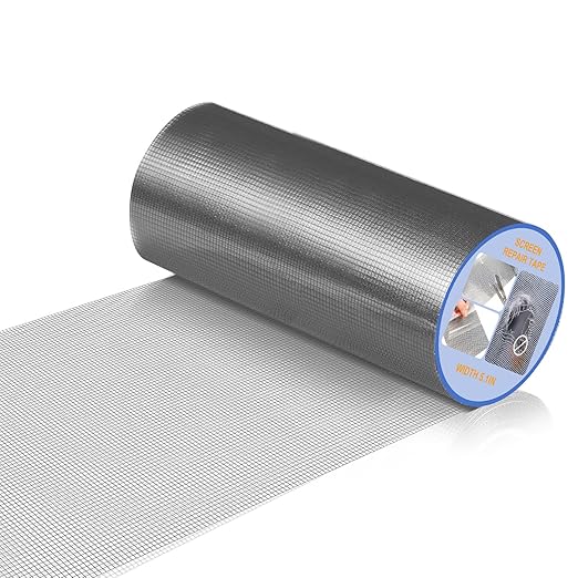 CroBlissful Extra Wide 8 inch x 30 ft Window Screen Tape Mesh Repair Strong Adhesive Waterproof Fiberglass Screen Repair Kit Patch for Window Door Tears Holes(Gray)