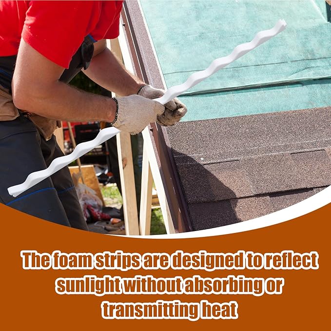 15 Pcs 3ft Long Wavy Foam Closure Strips for Metal Roofing Corrugated Panel Roofs Sealing Gaps at Ridges Edges Wave Seams Weatherproof Absorbing White Strips for Roof Maintenance Repair Protection
