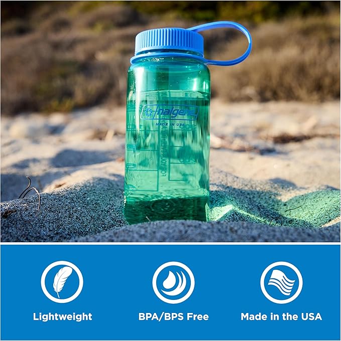 Nalgene 16 oz Wide Mouth Water Bottle | Slim Cup Holder Size, BPA-Free, Durable & Leak Proof, Lightweight Travel Bottle, Mocha