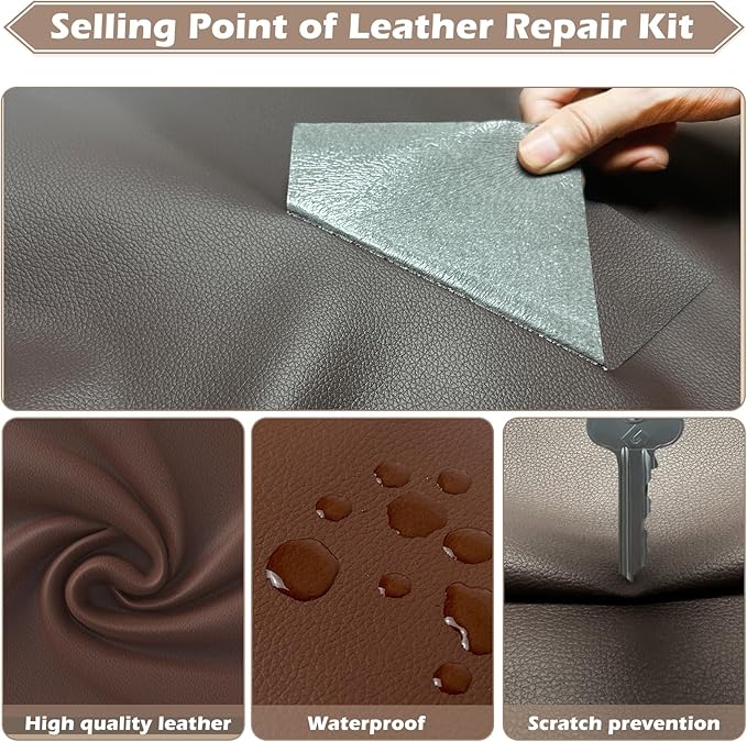 Leather Repair Tape, 4.7x63 inch Leather Patches for Furniture, Self Adhesive Leather Repair Patch for Sofas, Couches, Leather Covers, Seats, Chairs, Vinyl Repair Tape Dark Gray